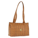 MCM Vicetos Logogram Tote Bag PVC Leather Brown Gold Auth 174495-1