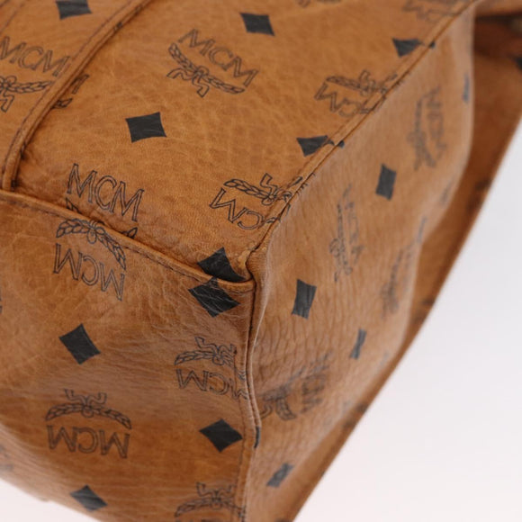 MCM Vicetos Logogram Tote Bag PVC Leather Brown Gold Auth 174495