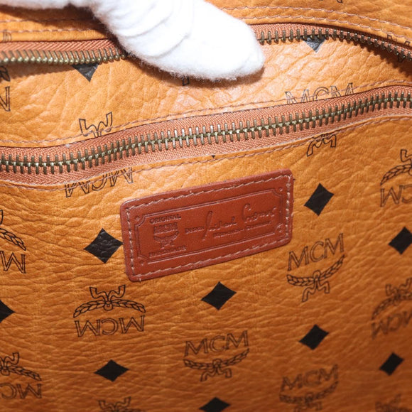 MCM Vicetos Logogram Tote Bag PVC Leather Brown Gold Auth 174495
