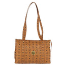 MCM Vicetos Logogram Tote Bag PVC Leather Brown Gold Auth 174495-2