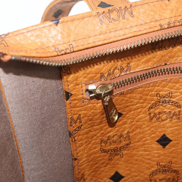 MCM Vicetos Logogram Tote Bag PVC Leather Brown Gold Auth 174495