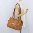 MCM Vicetos Logogram Tote Bag PVC Leather Brown Gold Auth 174495-22