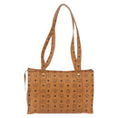 MCM Vicetos Logogram Tote Bag PVC Leather Brown Gold Auth 174495-3