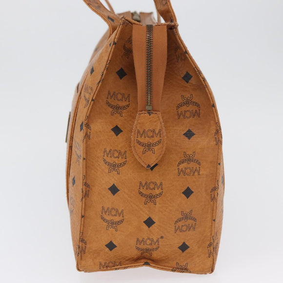 MCM Vicetos Logogram Tote Bag PVC Leather Brown Gold Auth 174495