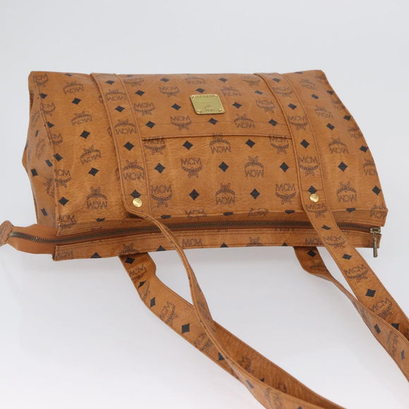 MCM Vicetos Logogram Tote Bag PVC Leather Brown Gold Auth 174495