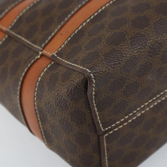 CELINE Macadam Canvas Hand Bag PVC Leather Brown Gold Auth 174497A