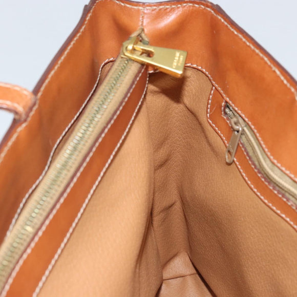 CELINE Macadam Canvas Hand Bag PVC Leather Brown Gold Auth 174497A