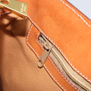 CELINE Macadam Canvas Hand Bag PVC Leather Brown Gold Auth 174497A-19