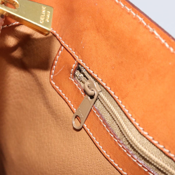 CELINE Macadam Canvas Hand Bag PVC Leather Brown Gold Auth 174497A