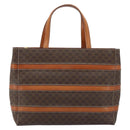 CELINE Macadam Canvas Hand Bag PVC Leather Brown Gold Auth 174497A-13