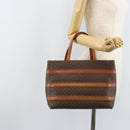 CELINE Macadam Canvas Hand Bag PVC Leather Brown Gold Auth 174497A-22