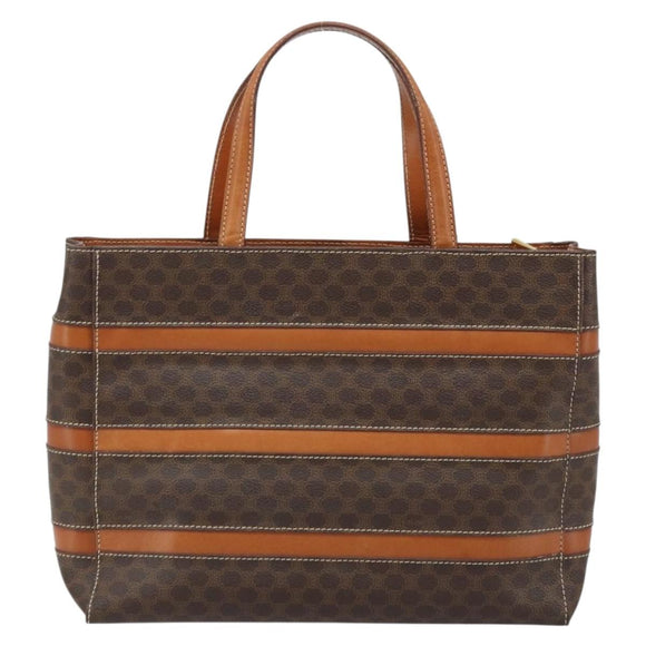 CELINE Macadam Canvas Hand Bag PVC Leather Brown Gold Auth 174497A