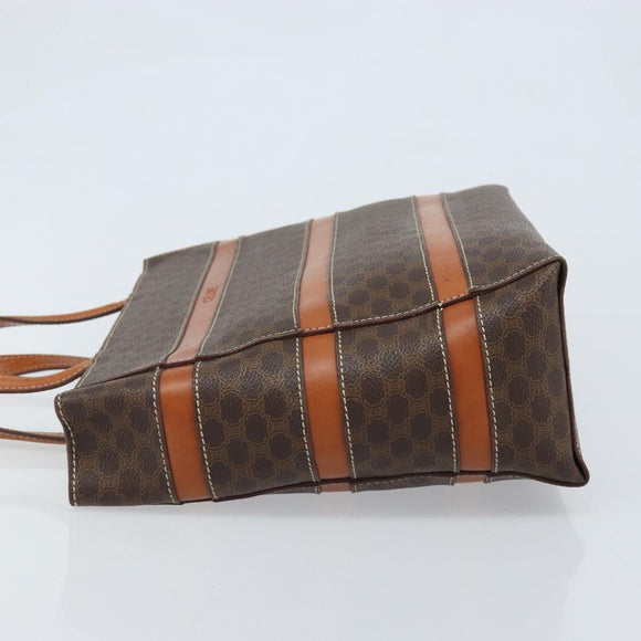 CELINE Macadam Canvas Hand Bag PVC Leather Brown Gold Auth 174497A