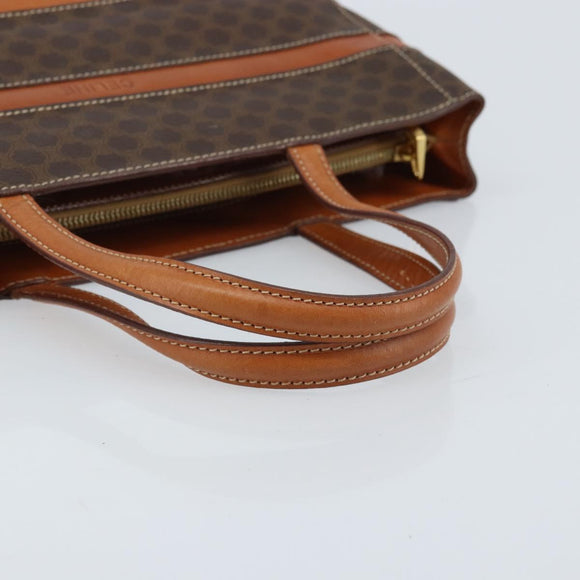 CELINE Macadam Canvas Hand Bag PVC Leather Brown Gold Auth 174497A