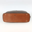 CELINE Macadam Canvas Hand Bag PVC Leather Brown Gold Auth 174498-10
