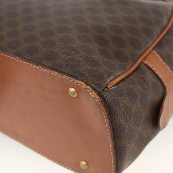 CELINE Macadam Canvas Hand Bag PVC Leather Brown Gold Auth 174498