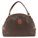 CELINE Macadam Canvas Hand Bag PVC Leather Brown Gold Auth 174498-2