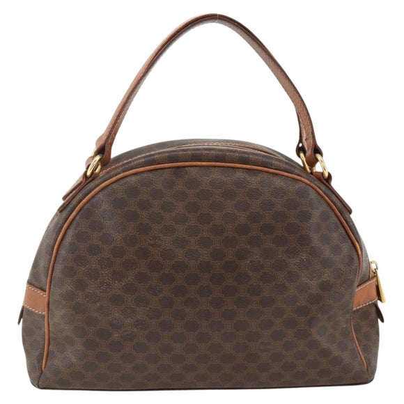CELINE Macadam Canvas Hand Bag PVC Leather Brown Gold Auth 174498