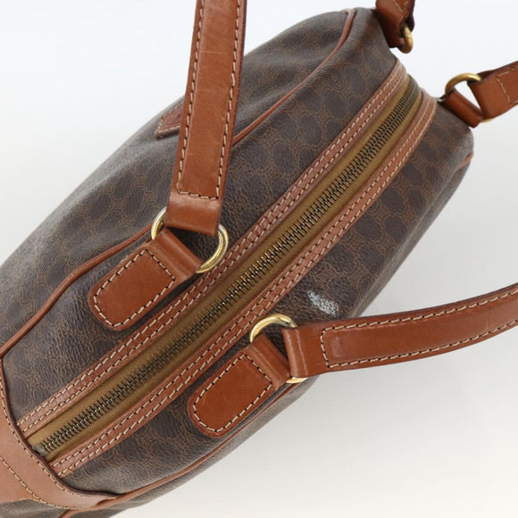 CELINE Macadam Canvas Hand Bag PVC Leather Brown Gold Auth 174498