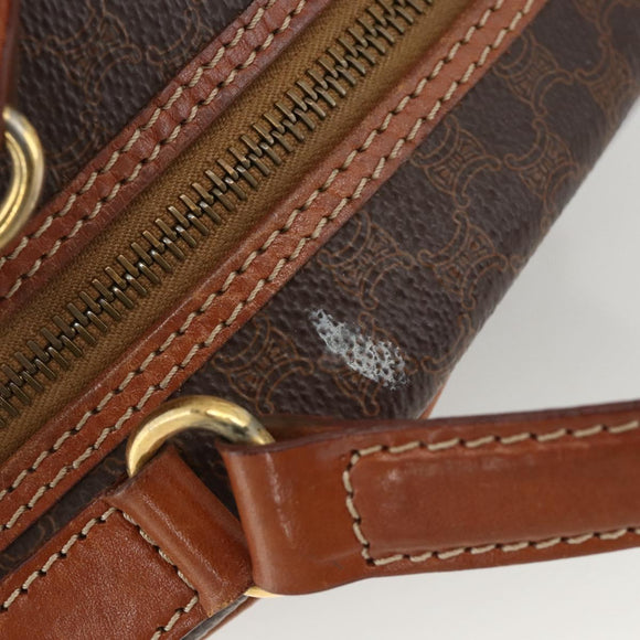 CELINE Macadam Canvas Hand Bag PVC Leather Brown Gold Auth 174498