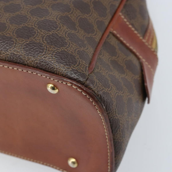 CELINE Macadam Canvas Hand Bag PVC Leather Brown Gold Auth 174499