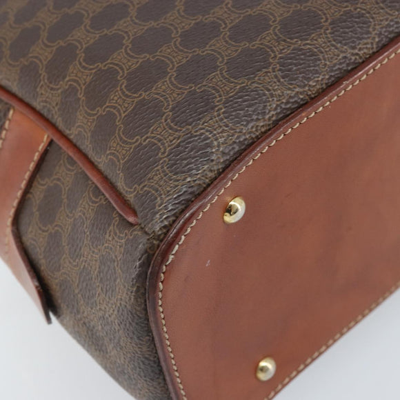 CELINE Macadam Canvas Hand Bag PVC Leather Brown Gold Auth 174499
