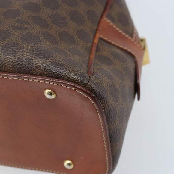 CELINE Macadam Canvas Hand Bag PVC Leather Brown Gold Auth 174499