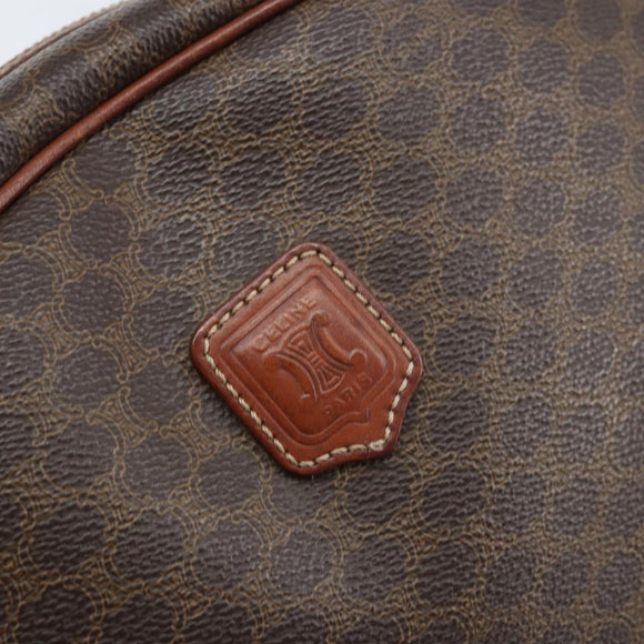 CELINE Macadam Canvas Hand Bag PVC Leather Brown Gold Auth 174499