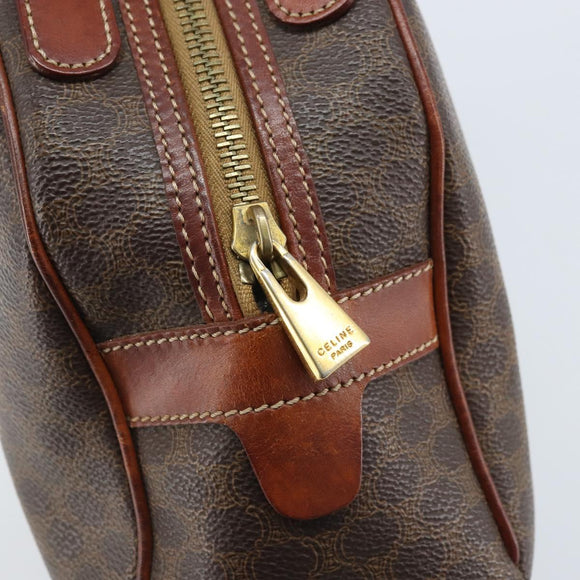 CELINE Macadam Canvas Hand Bag PVC Leather Brown Gold Auth 174499