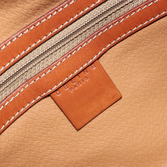 CELINE Macadam Canvas Hand Bag PVC Leather Brown Gold Auth 174499