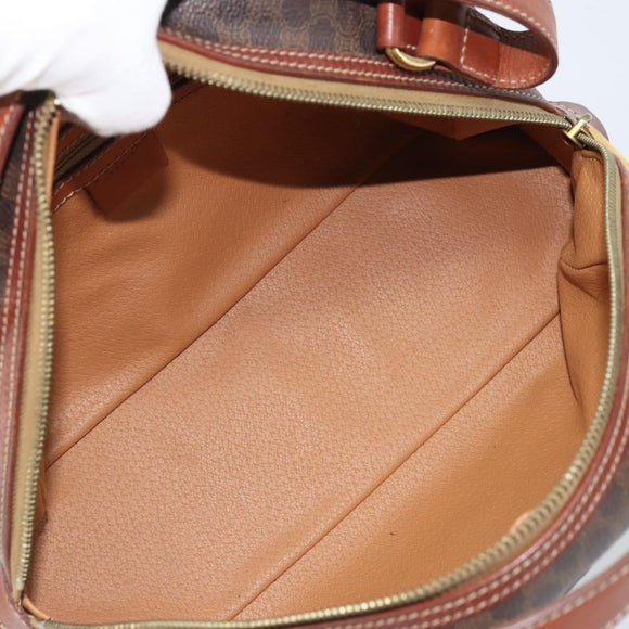 CELINE Macadam Canvas Hand Bag PVC Leather Brown Gold Auth 174499