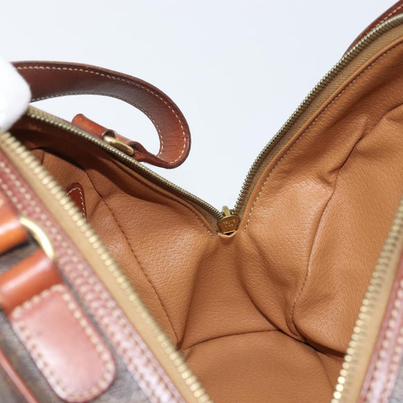 CELINE Macadam Canvas Hand Bag PVC Leather Brown Gold Auth 174499