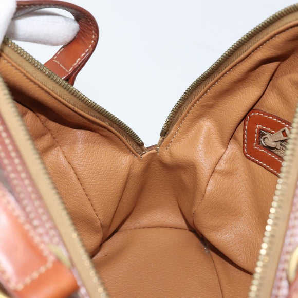 CELINE Macadam Canvas Hand Bag PVC Leather Brown Gold Auth 174499