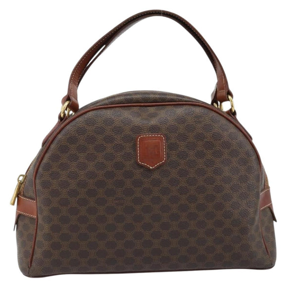 CELINE Macadam Canvas Hand Bag PVC Leather Brown Gold Auth 174499