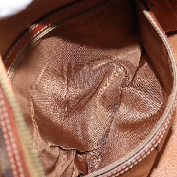 CELINE Macadam Canvas Hand Bag PVC Leather Brown Gold Auth 174499