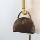 CELINE Macadam Canvas Hand Bag PVC Leather Brown Gold Auth 174499-23