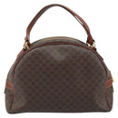 CELINE Macadam Canvas Hand Bag PVC Leather Brown Gold Auth 174499-3