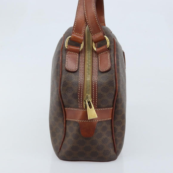 CELINE Macadam Canvas Hand Bag PVC Leather Brown Gold Auth 174499