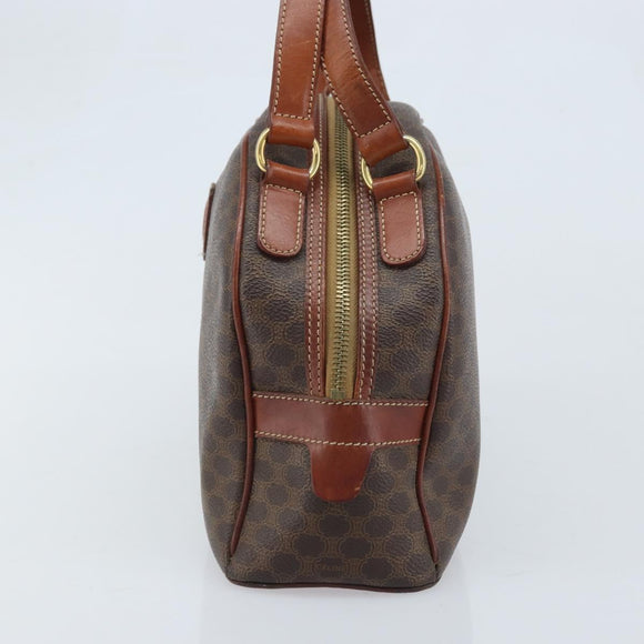 CELINE Macadam Canvas Hand Bag PVC Leather Brown Gold Auth 174499
