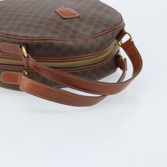 CELINE Macadam Canvas Hand Bag PVC Leather Brown Gold Auth 174499