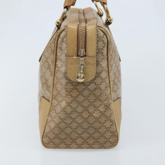 CELINE Macadam Canvas Hand Bag PVC Beige Gold Auth 174500