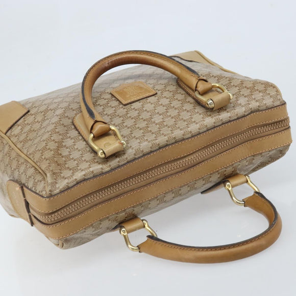 CELINE Macadam Canvas Hand Bag PVC Beige Gold Auth 174500