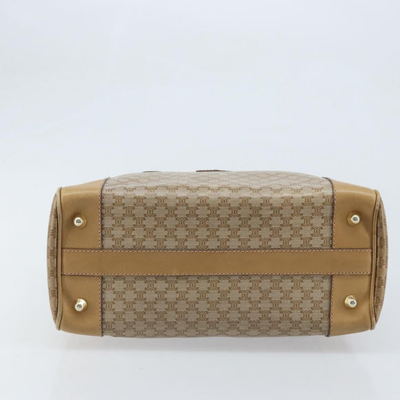 CELINE Macadam Canvas Hand Bag PVC Beige Gold Auth 174500