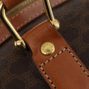 CELINE Macadam Canvas Boston Bag PVC Leather Brown Gold Auth 174501-17
