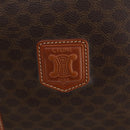 CELINE Macadam Canvas Boston Bag PVC Leather Brown Gold Auth 174501-18