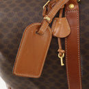 CELINE Macadam Canvas Boston Bag PVC Leather Brown Gold Auth 174501-10
