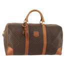 CELINE Macadam Canvas Boston Bag PVC Leather Brown Gold Auth 174501-1