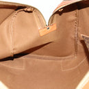 CELINE Macadam Canvas Boston Bag PVC Leather Brown Gold Auth 174501-21