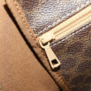CELINE Macadam Canvas Boston Bag PVC Leather Brown Gold Auth 174501-23