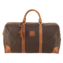 CELINE Macadam Canvas Boston Bag PVC Leather Brown Gold Auth 174501-13